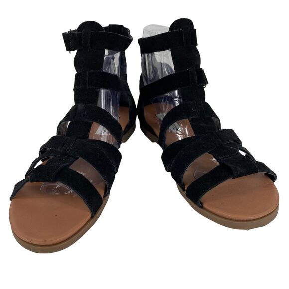 Steve Madden Gali Sandals Black Leather Open Toe Casual Gladiator Womens 8M - Picture 3 of 14